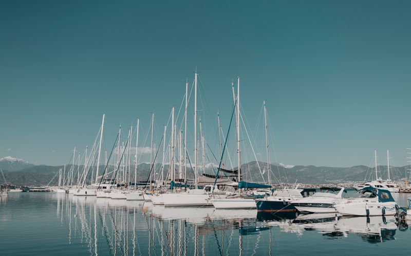 Sailboats docked at a Turkish marina