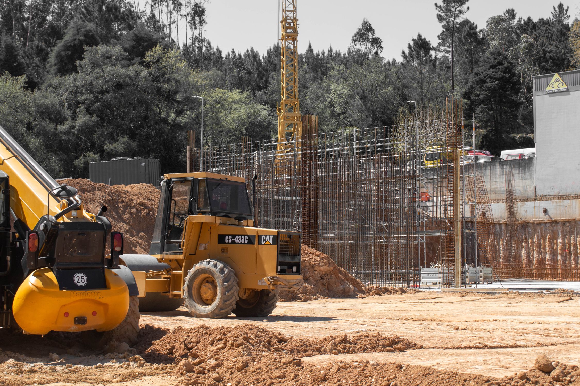 Construction Graphics Colors Construction Site with Heavy Machinery and Crane · Free Stock Photo