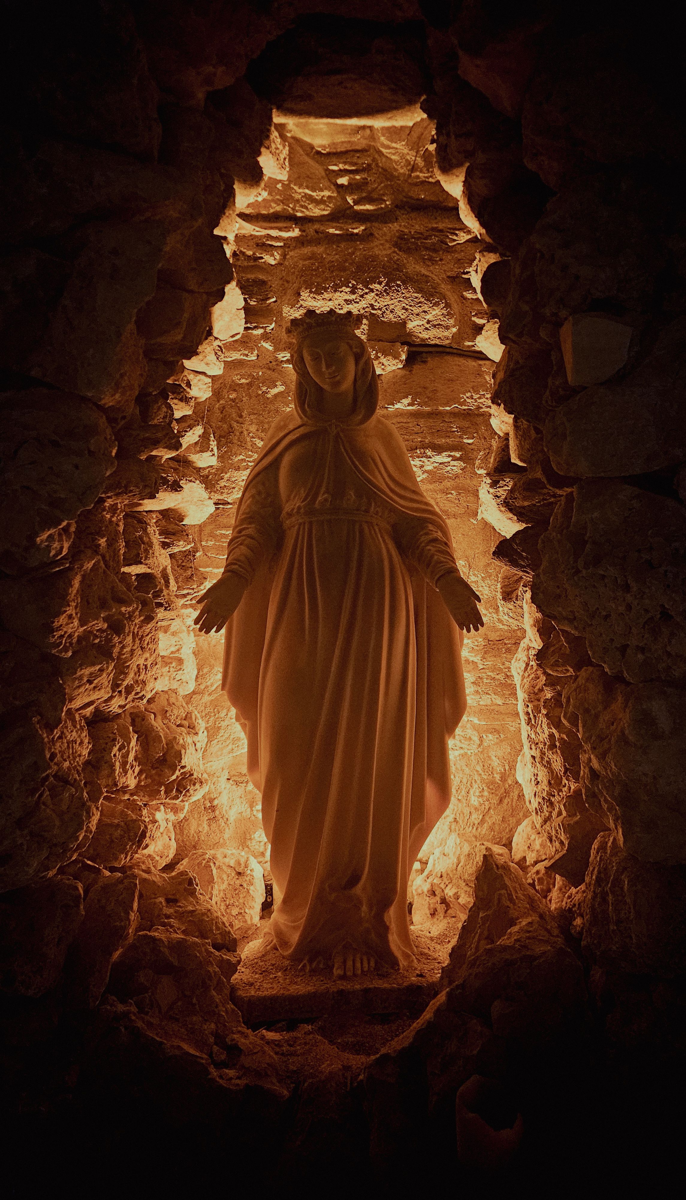 A beautifully illuminated sculpture in a cave in Şirince, İzmir, Turkey.