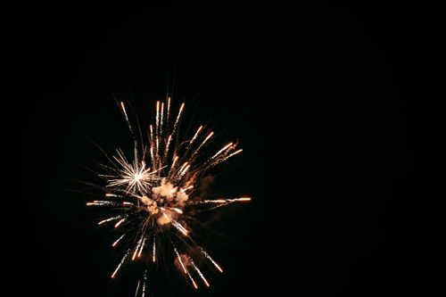 Free Vivid fireworks explode against a dark night sky, creating a stunning visual spectacle. Stock Photo