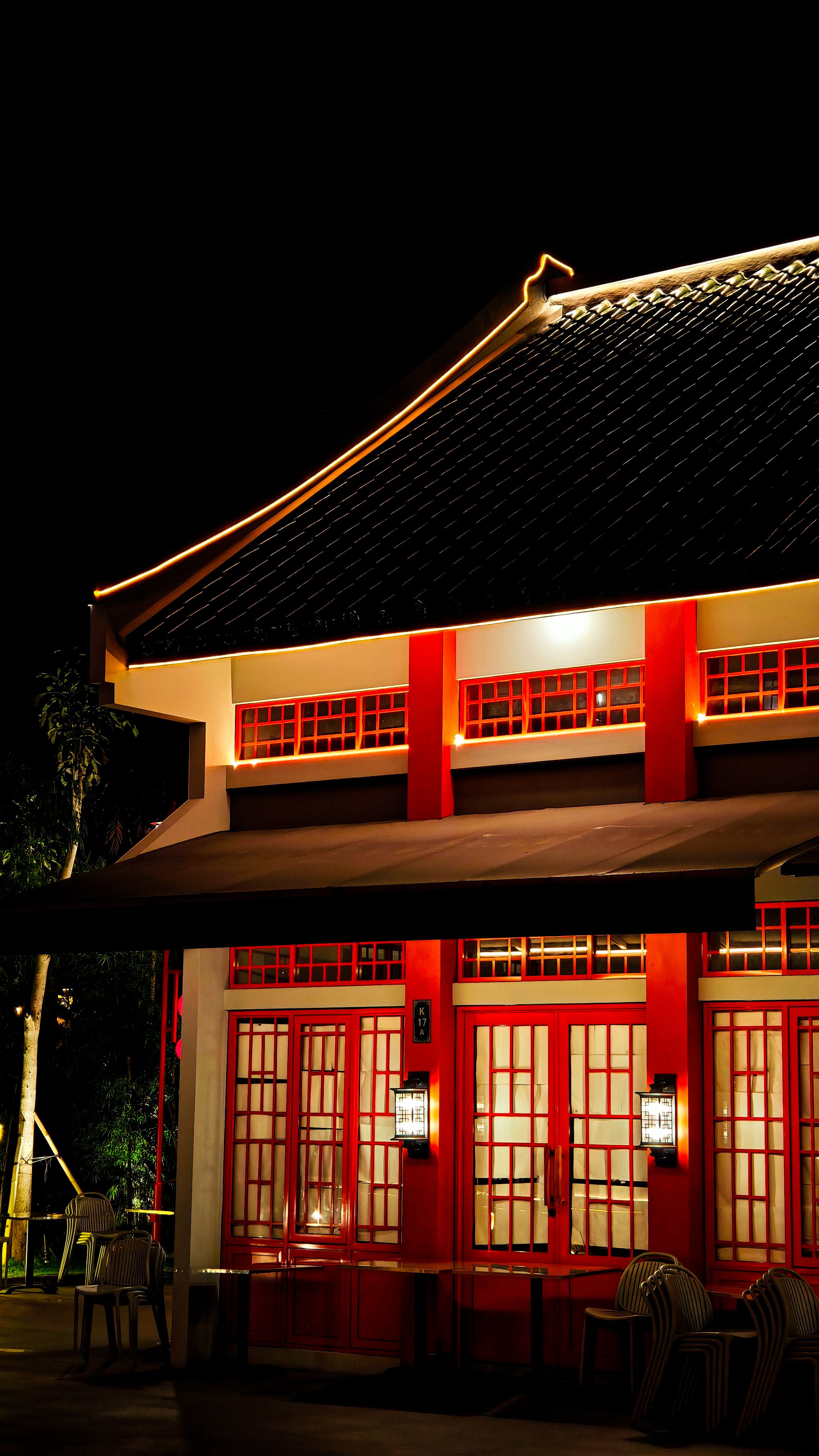 Traditional Japanese-style Building at Night