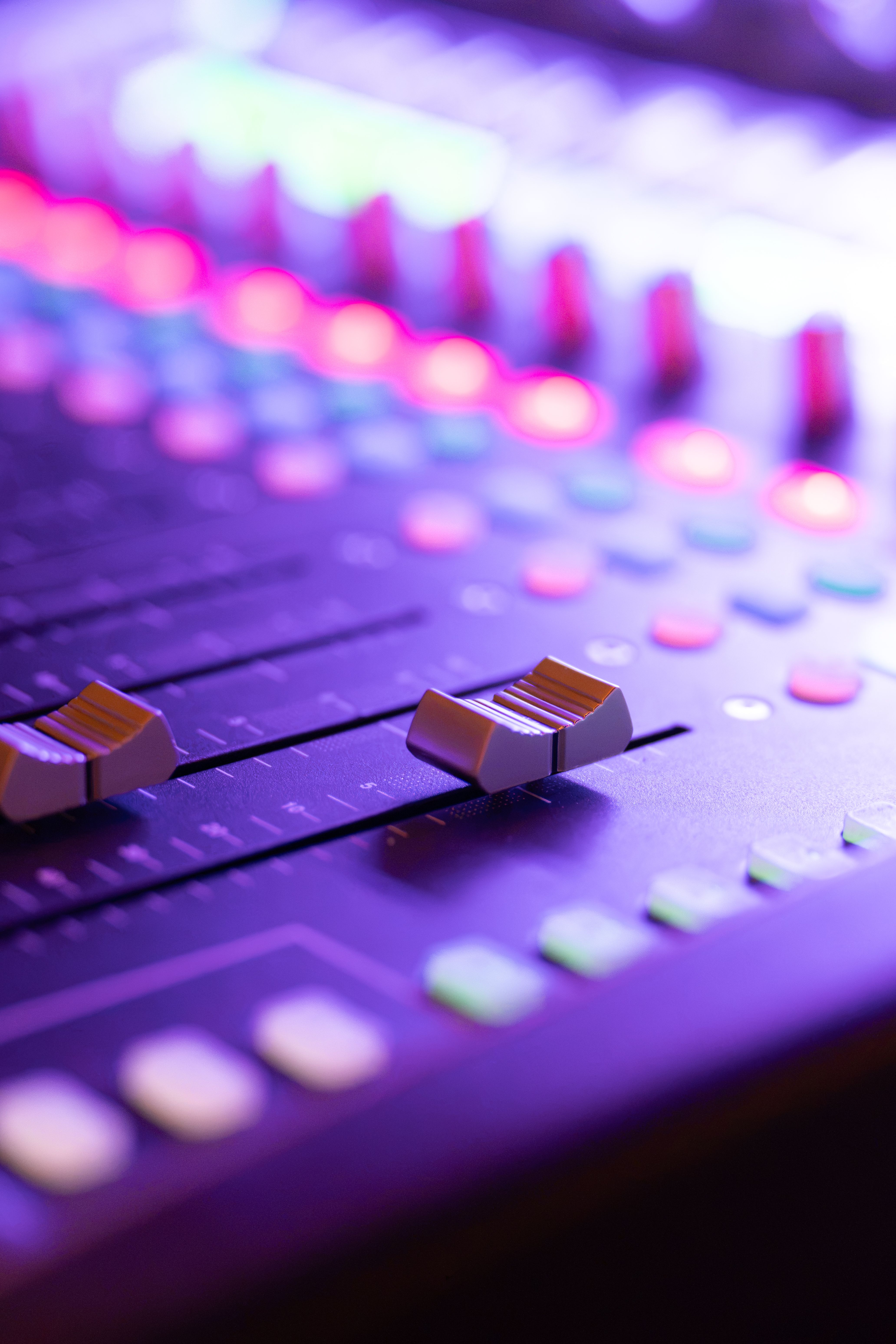 Illuminated audio mixing console