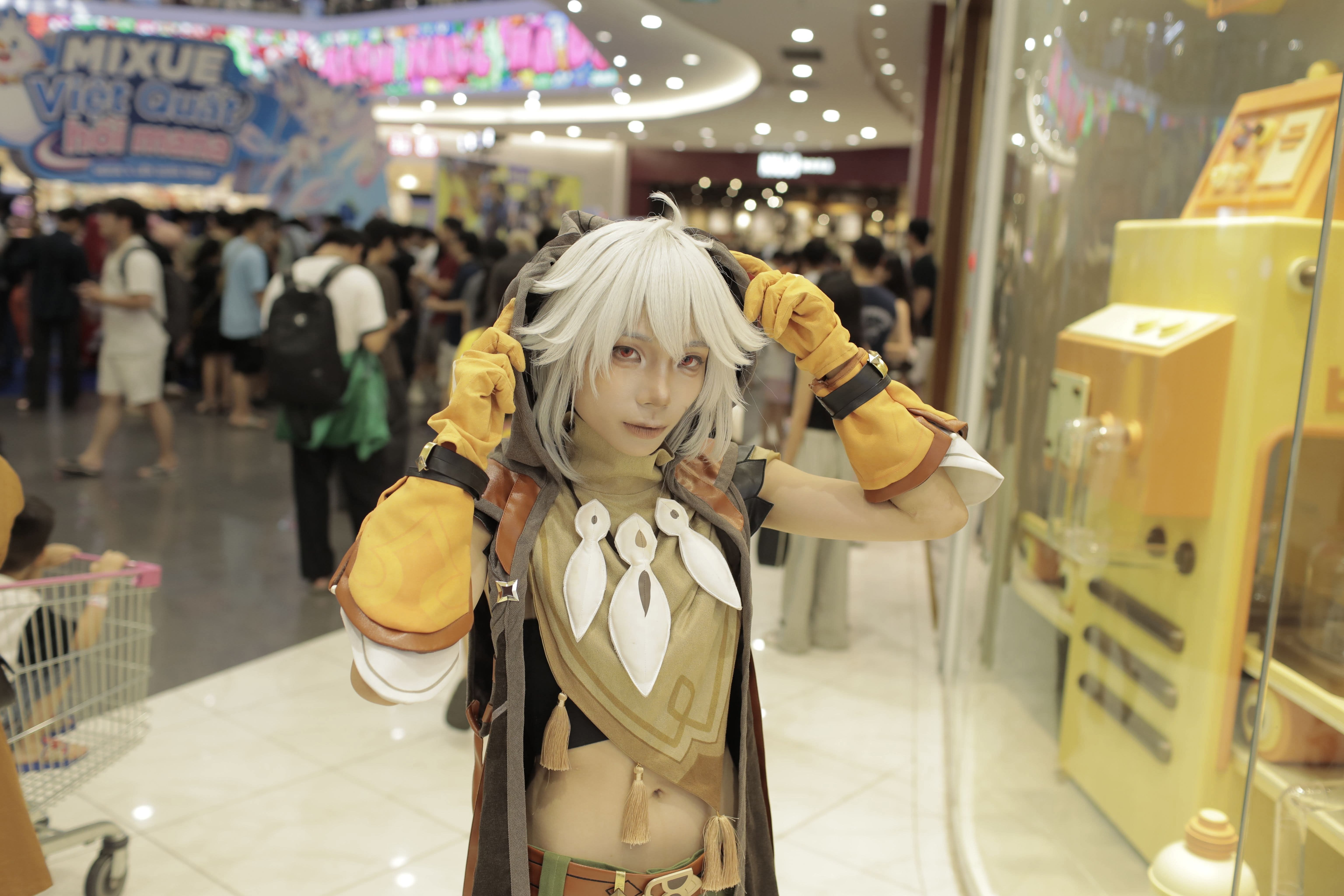 Cosplay Character in Busy Shopping Mall