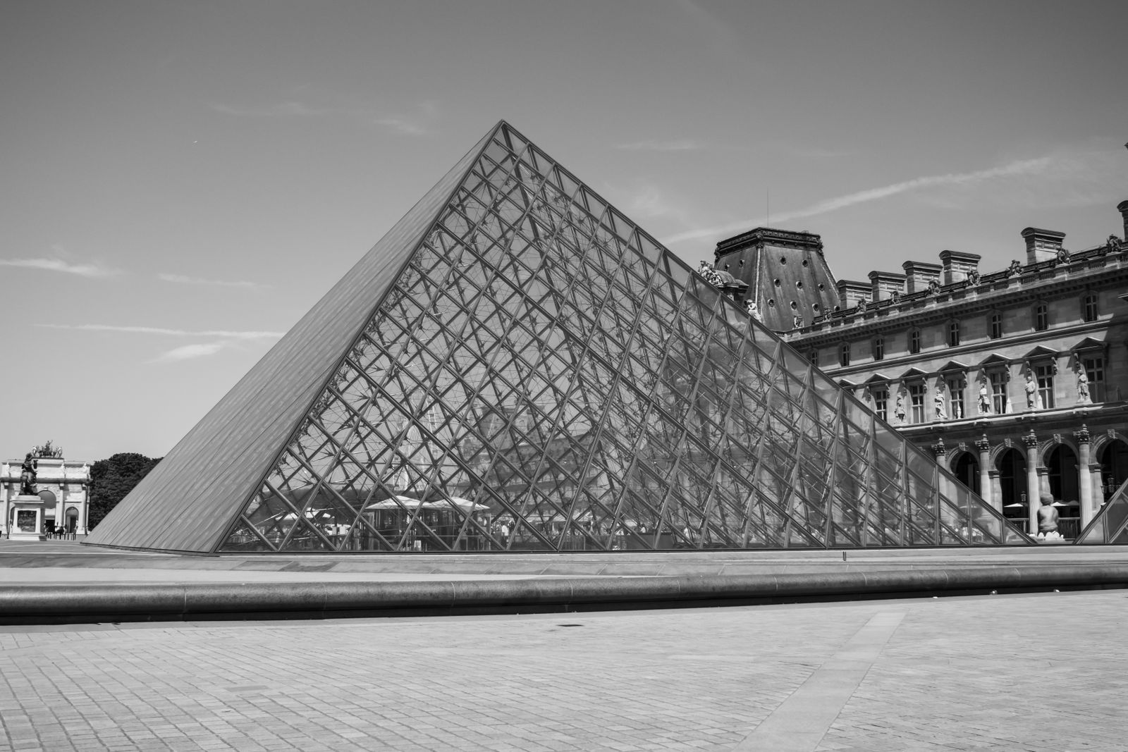 The glass pyramid courtyard, which is free to walk through even on days you're not going inside.