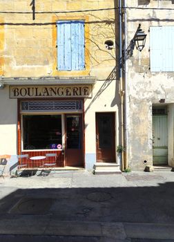 Boulangerie storefront in Arles with classic French charm and sunny ambiance.