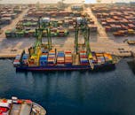 Drone Shot of a Cargo Ship on Port
