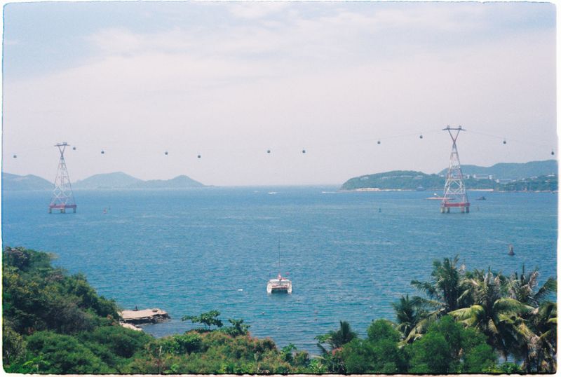 Vinpearl cable car cabins over the sea, Nha Trang