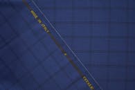 Stylish checkered blue fabric with made in Italy text