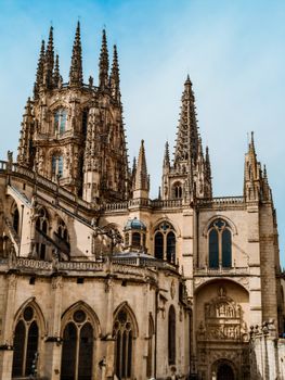 Stunning view of Burgos Cathedral's Gothic architecture in Castilla y León, Spain.