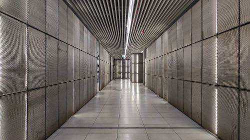 Free Explore a minimalist, futuristic corridor with textured walls in Tbilisi, Georgia. Stock Photo