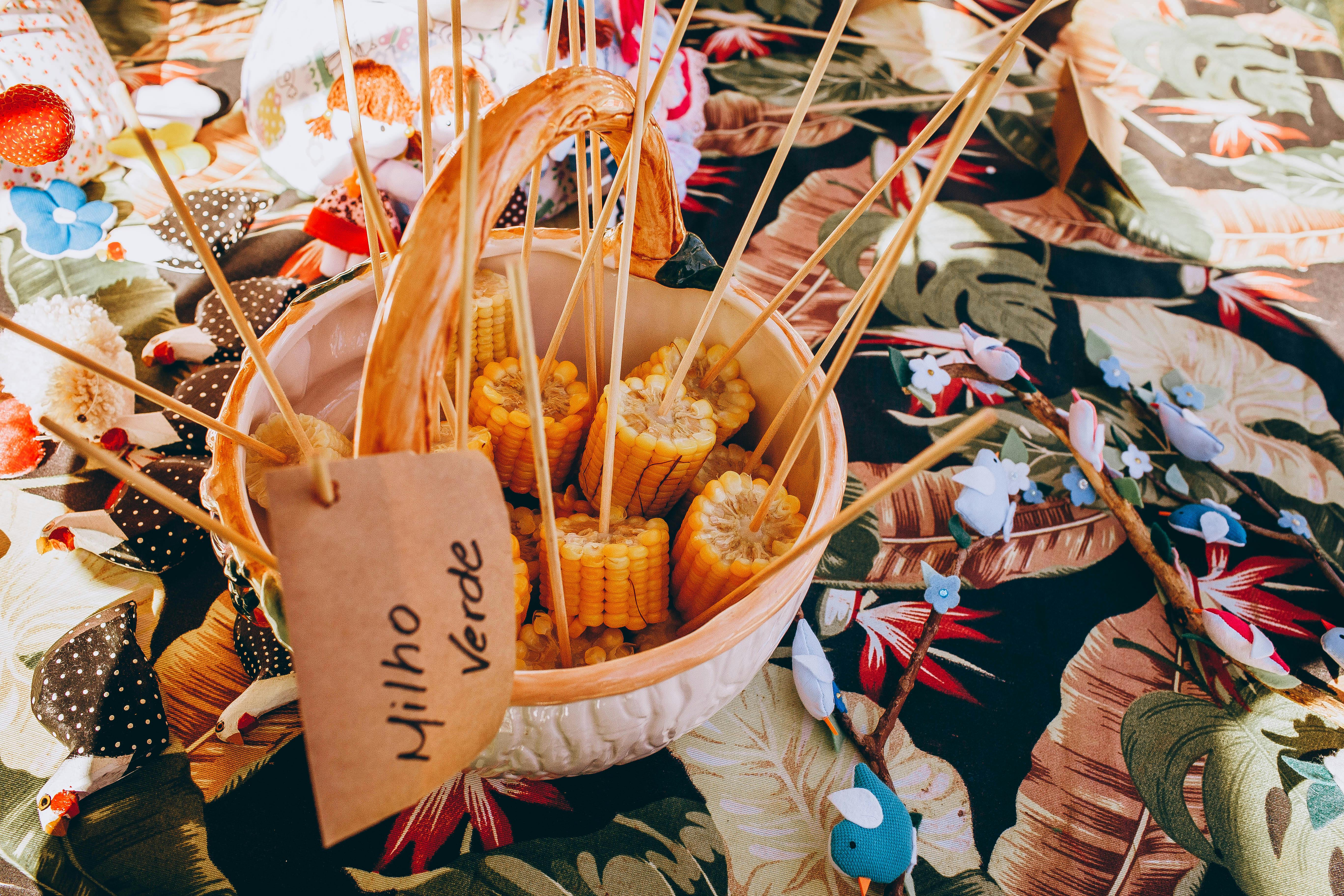 corn in basket on table in market