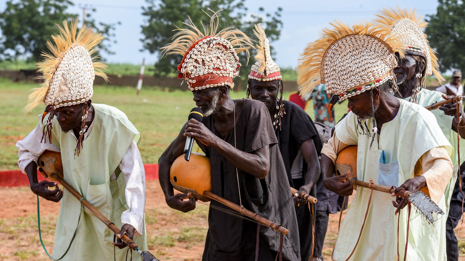 Traditional african musicians performing outdoors, Burkina Faso