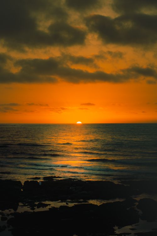 Free Stunning sunset view over the Atlantic Ocean from Casablanca, Morocco. Stock Photo