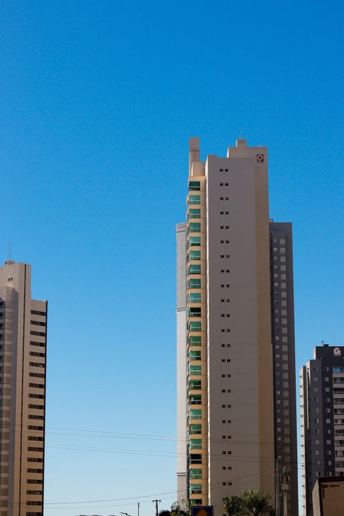 Free High-rise buildings in Londrina, Brazil, with a clear blue sky backdrop. Stock Photo