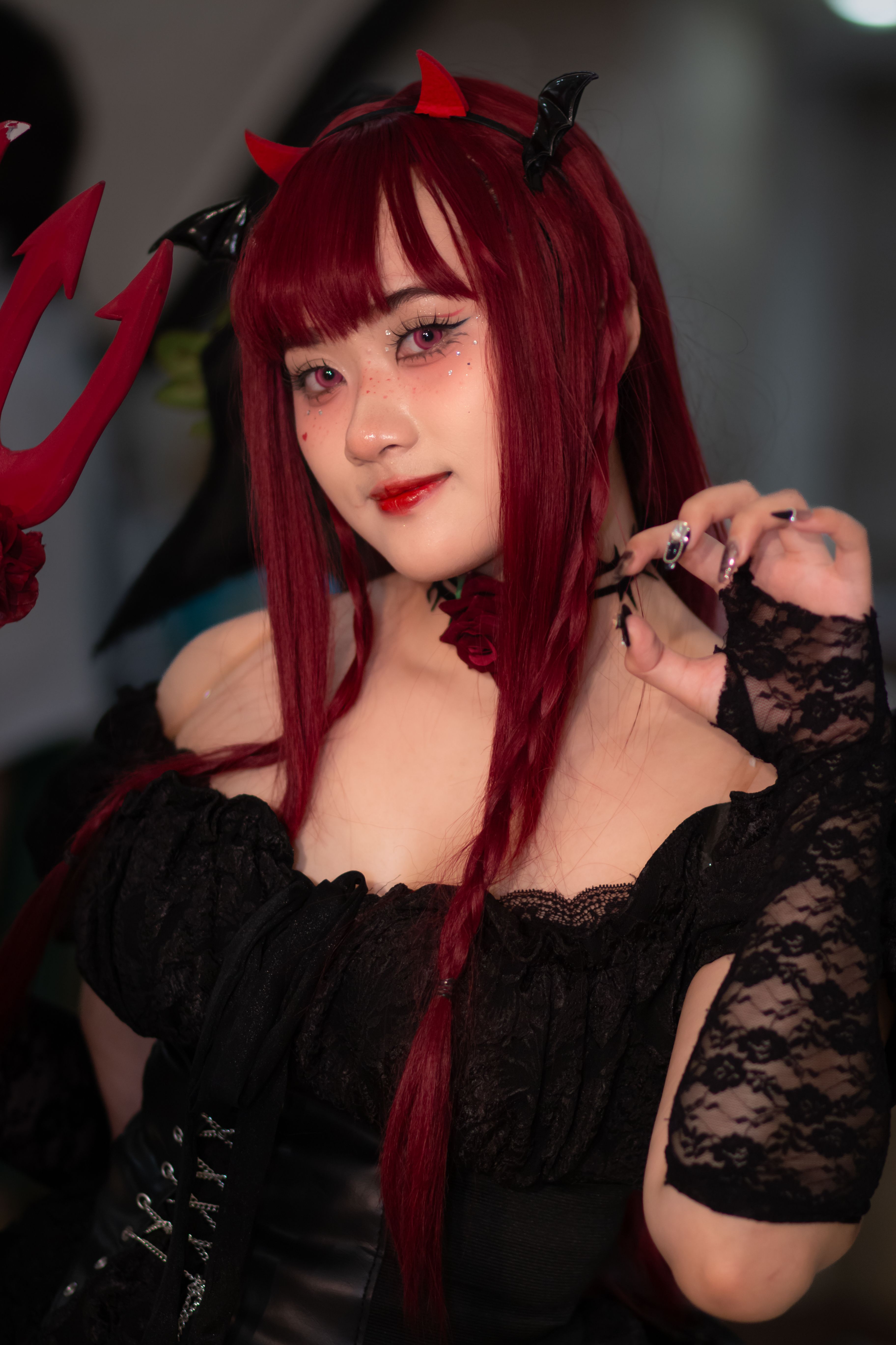 Cosplay Enthusiast in Gothic Devil Costume