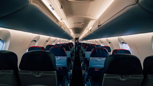 Inside of empty aircraft before departure