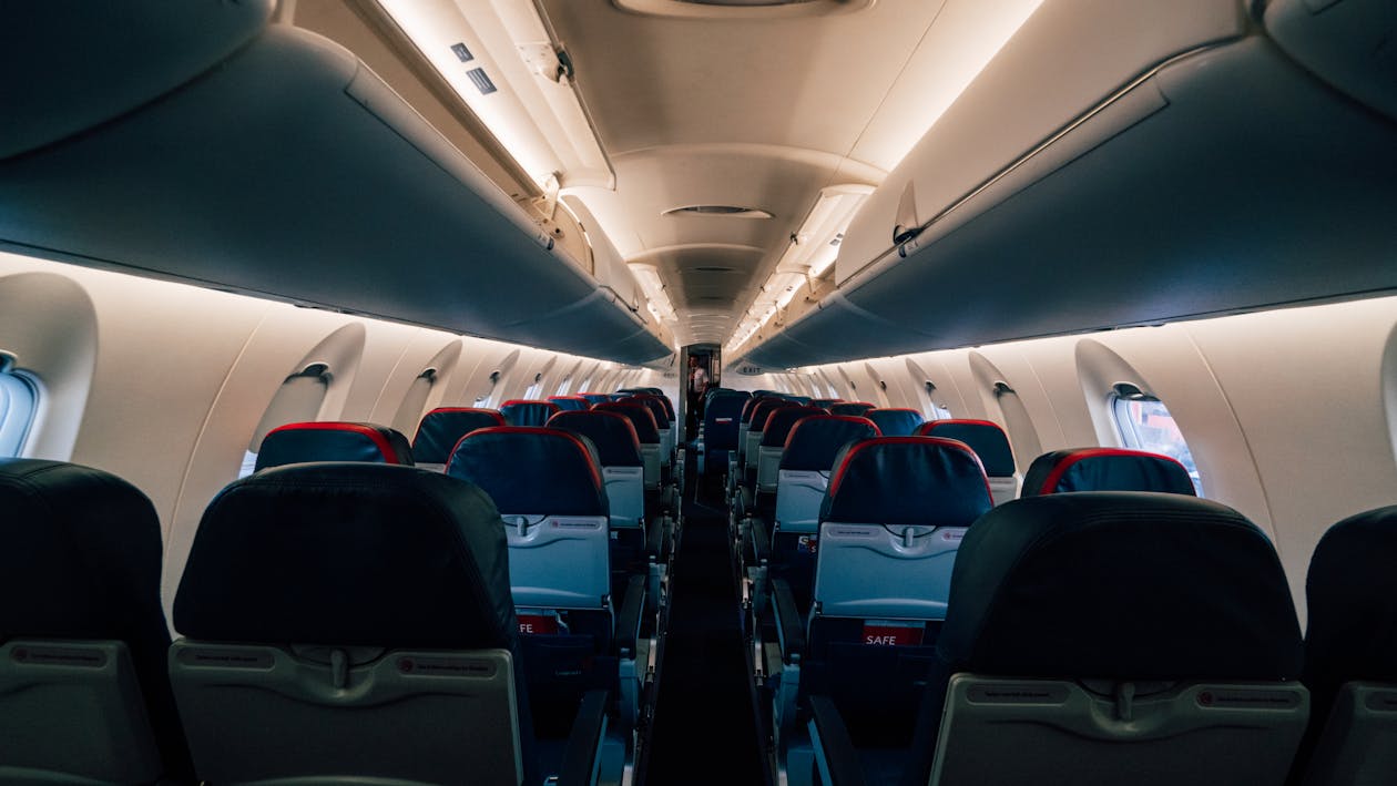 Free Inside of empty aircraft before departure Stock Photo