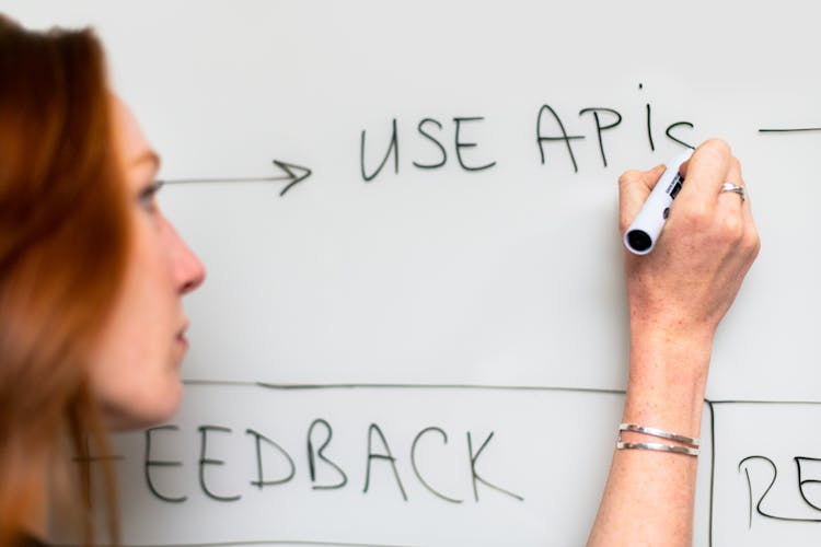 Woman Writing On Whiteboard