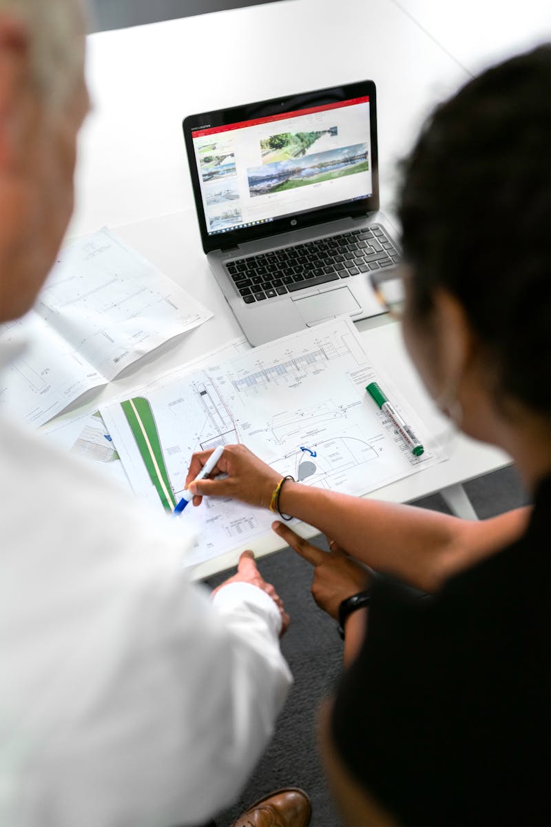 Team reviewing construction plans