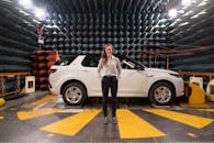 Female Engineer in Anechoic Chamber