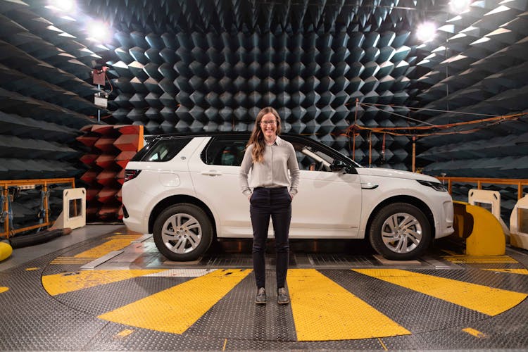 Female Engineer In Anechoic Chamber