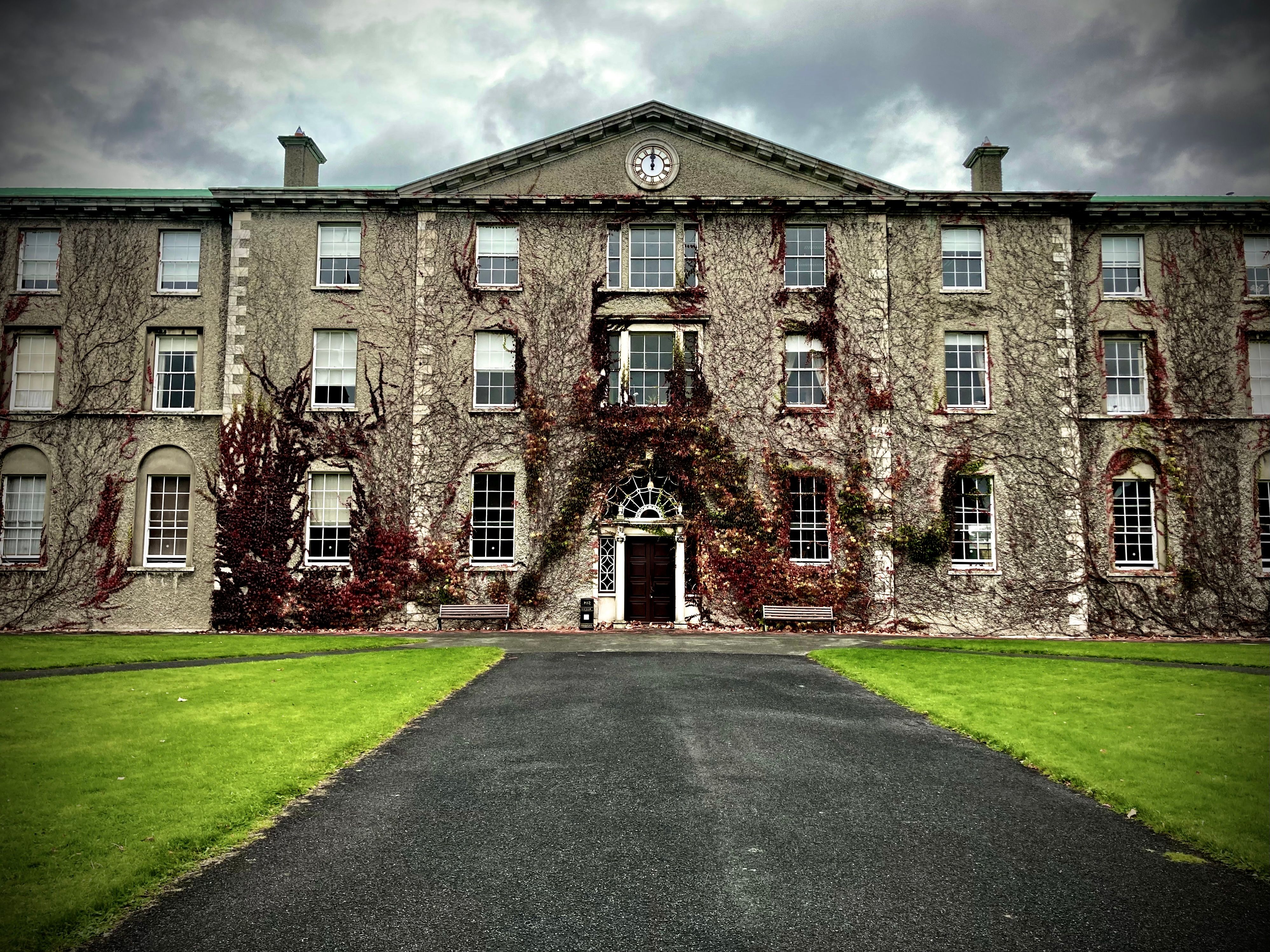 A classic ivy-covered building at Maynooth University, County Kildare, Ireland.