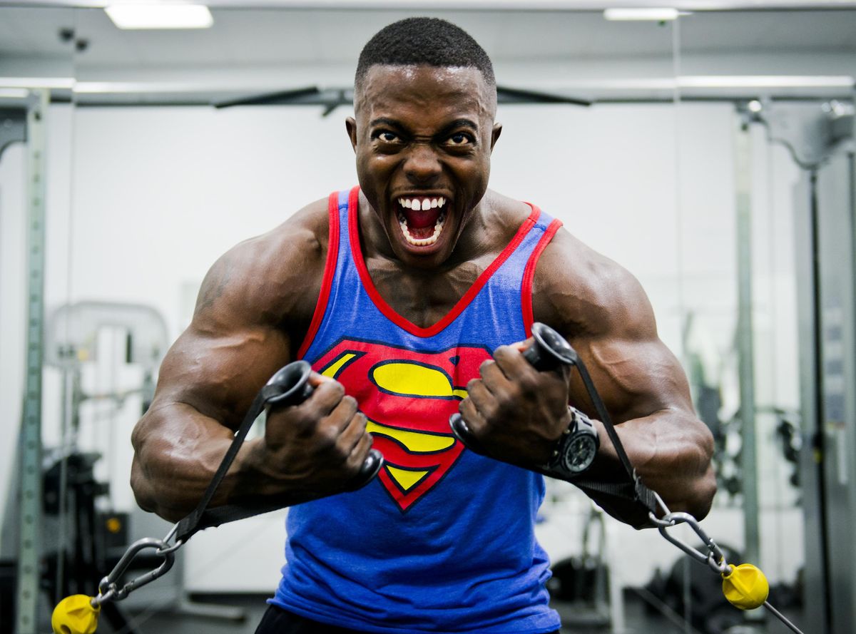 Weight training equipment used in a professional fitness session