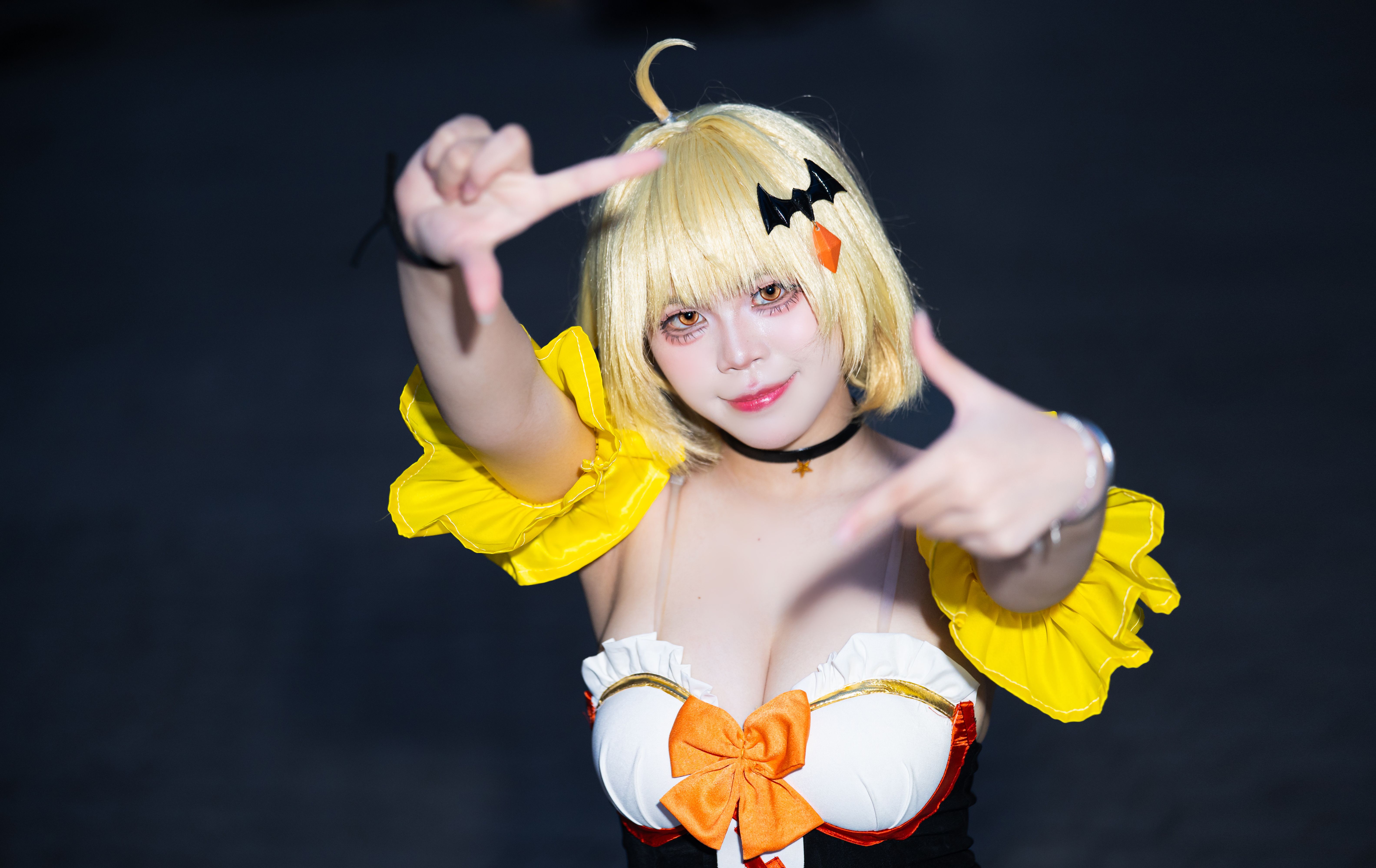Cosplayer in Vibrant Character Costume Posing