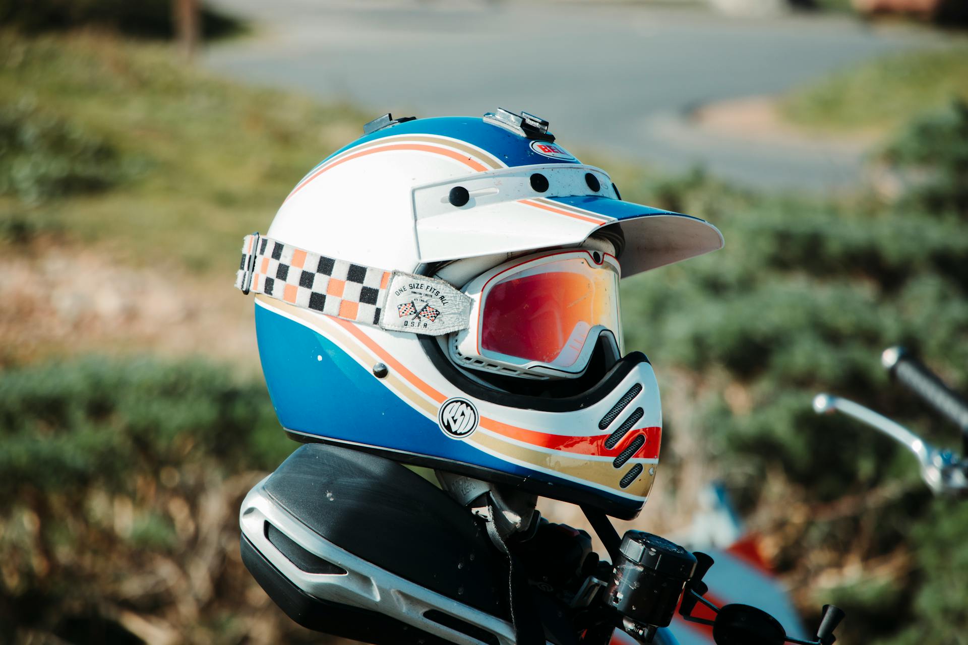 A Helmet on a Motorcycle