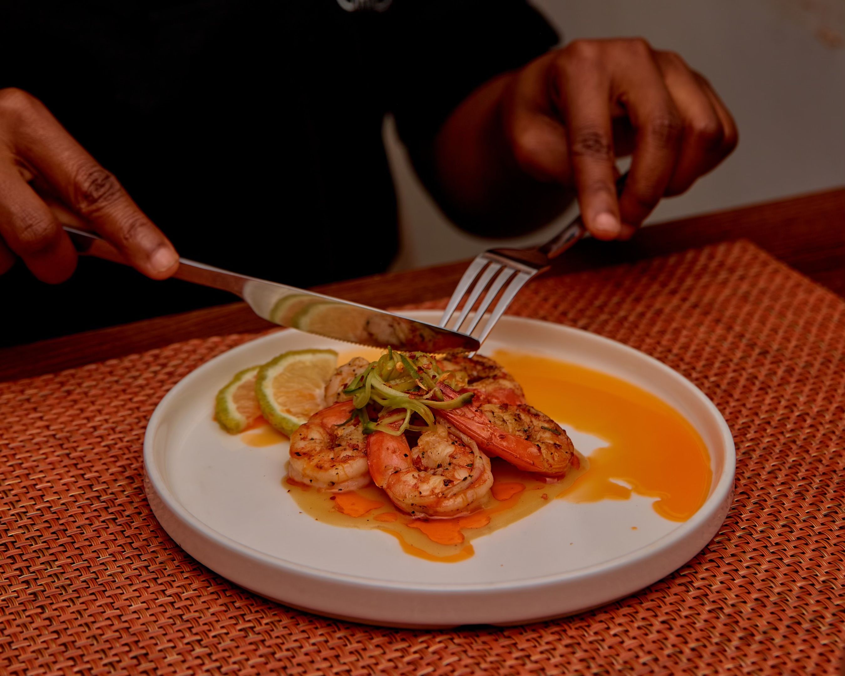 Charred Shrimp & Grits with Citrus Salsa