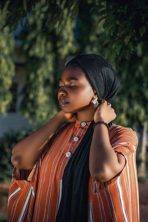 Free Stylish portrait of a woman in traditional attire, YB, Nigeria. Stock Photo