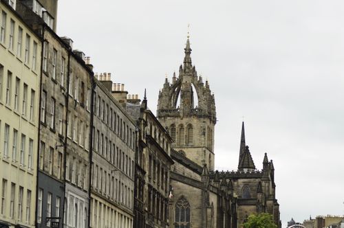 Free Gothic architecture of St. Giles Cathedral's spire on Edinburgh's Royal Mile. Stock Photo