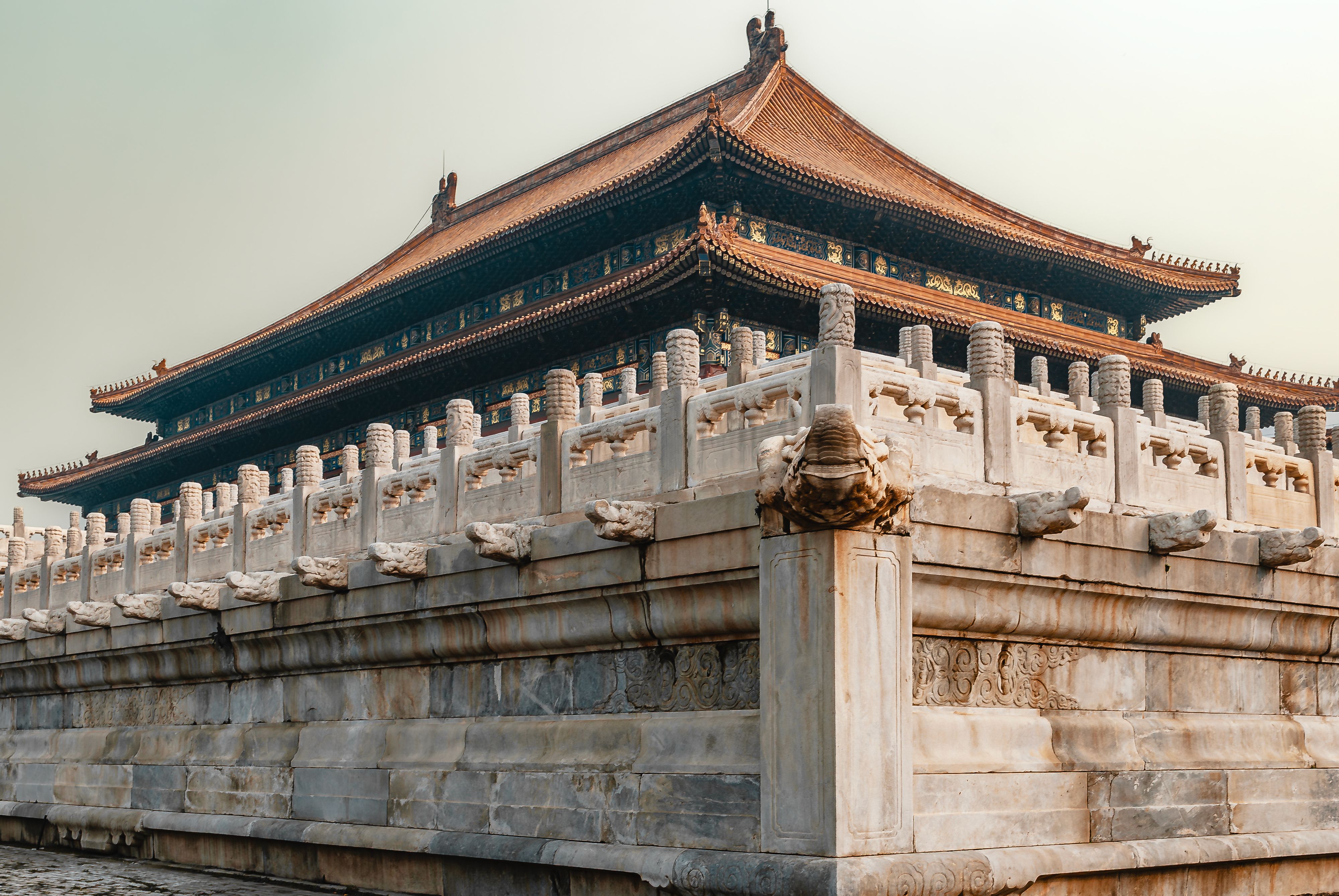 Majestic view of traditional Chinese architecture in Beijing's Forbidden City.