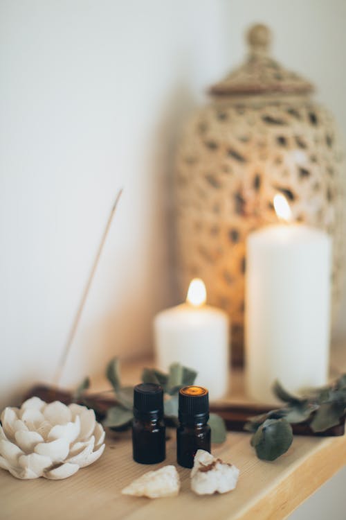 Free Essential Oils in Bottles Stock Photo