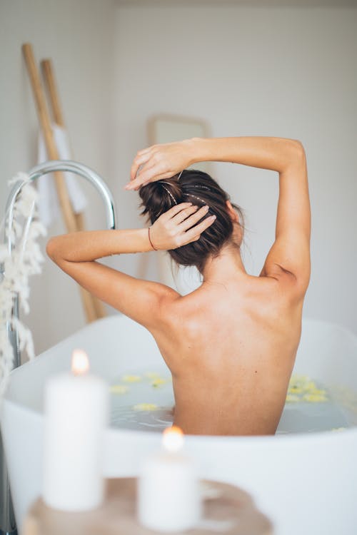 Woman Taking a Relaxing Bath