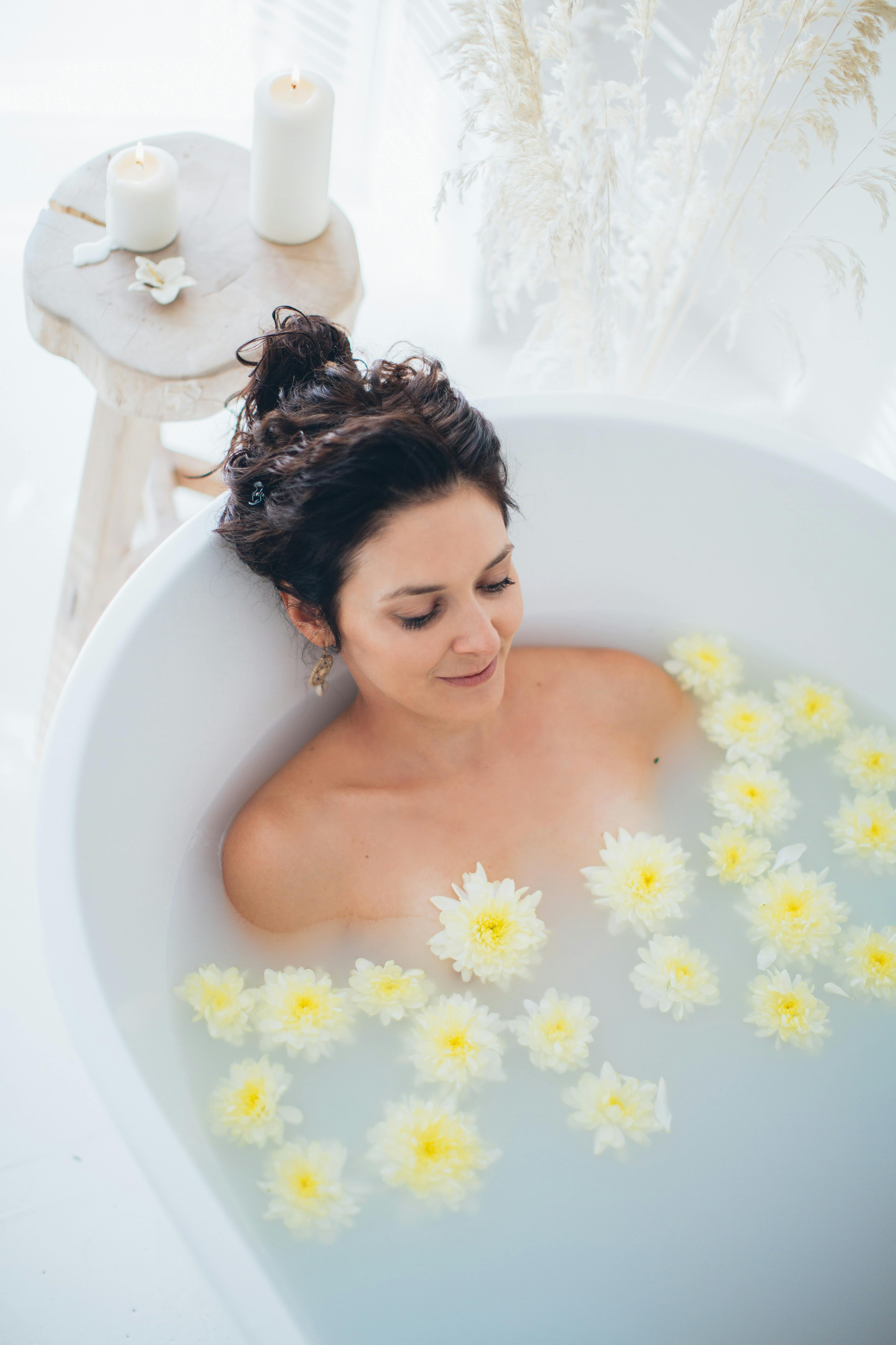 woman relaxing in a bathtub