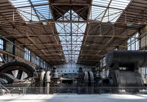 Free Interior view of a historic industrial facility in Hattingen, showcasing vintage steel equipment. Stock Photo