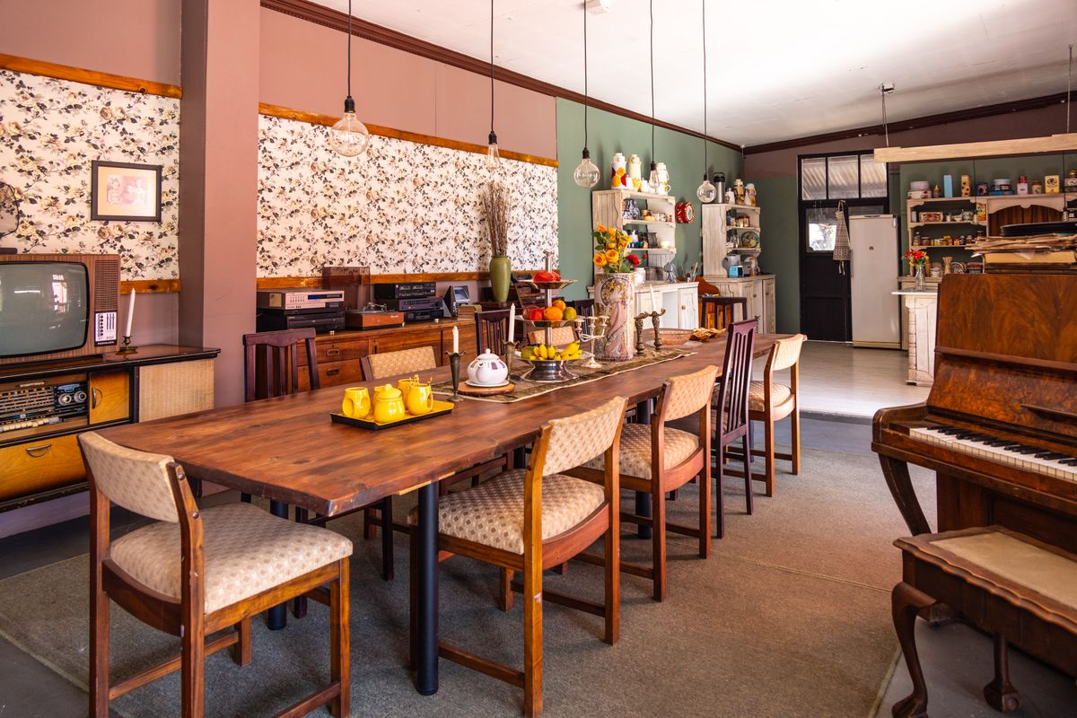Cozy vintage dining area with classic wood furniture
