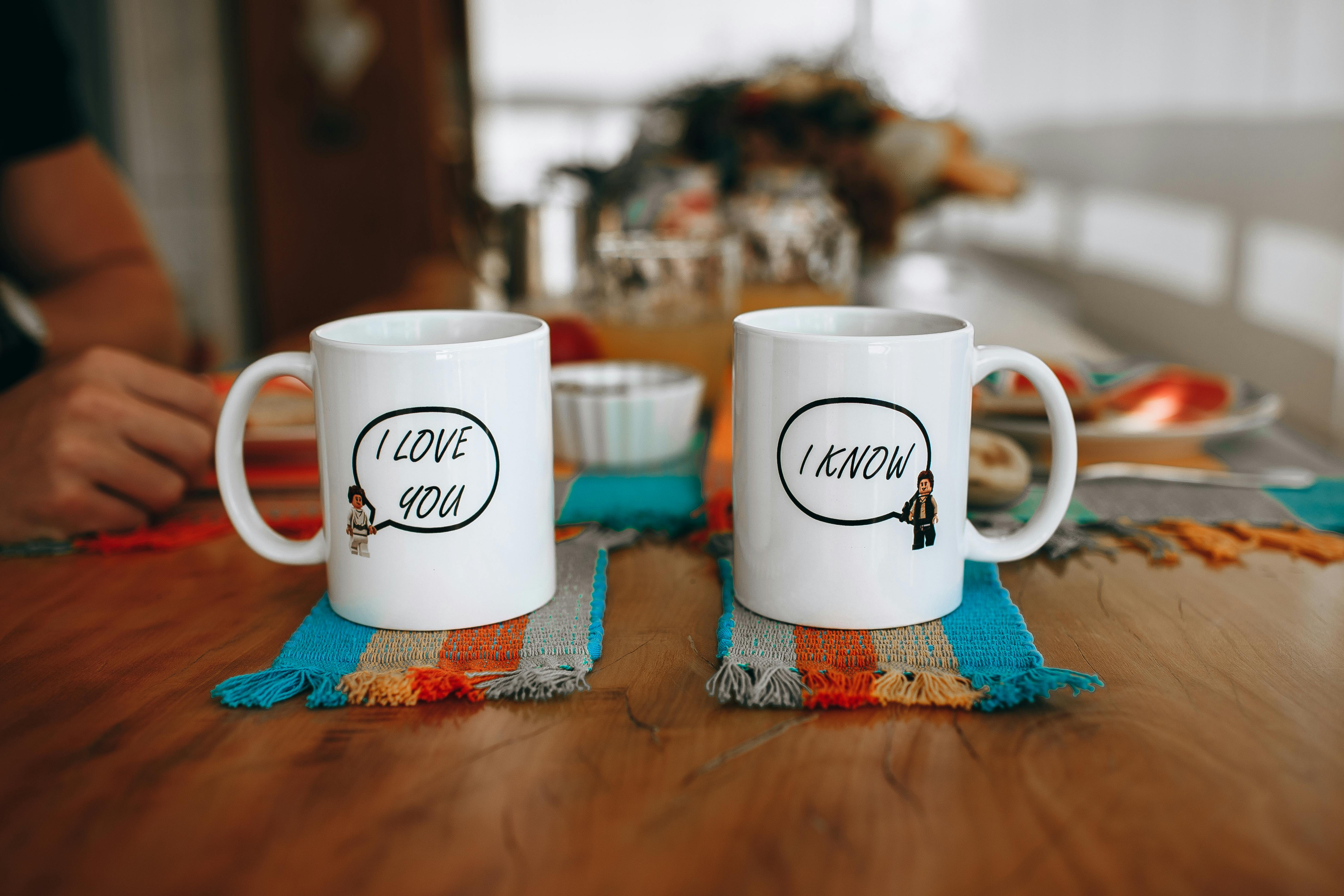 white ceramic mugs