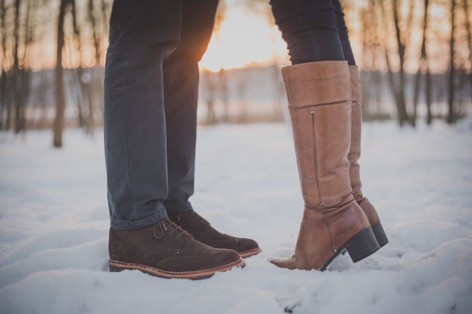 couple, shoes, snow
