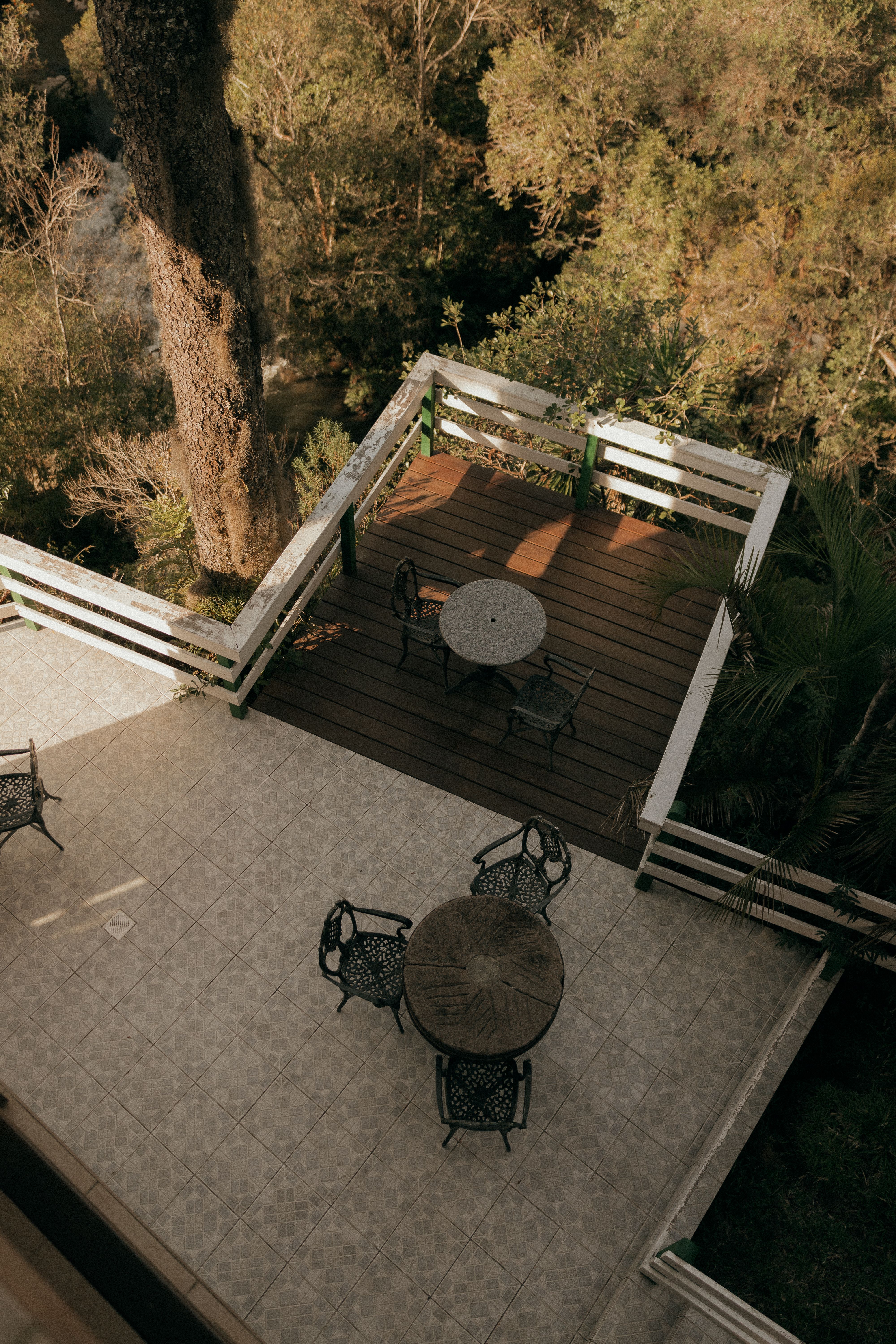 Custom backyard deck and patio area with outdoor living space