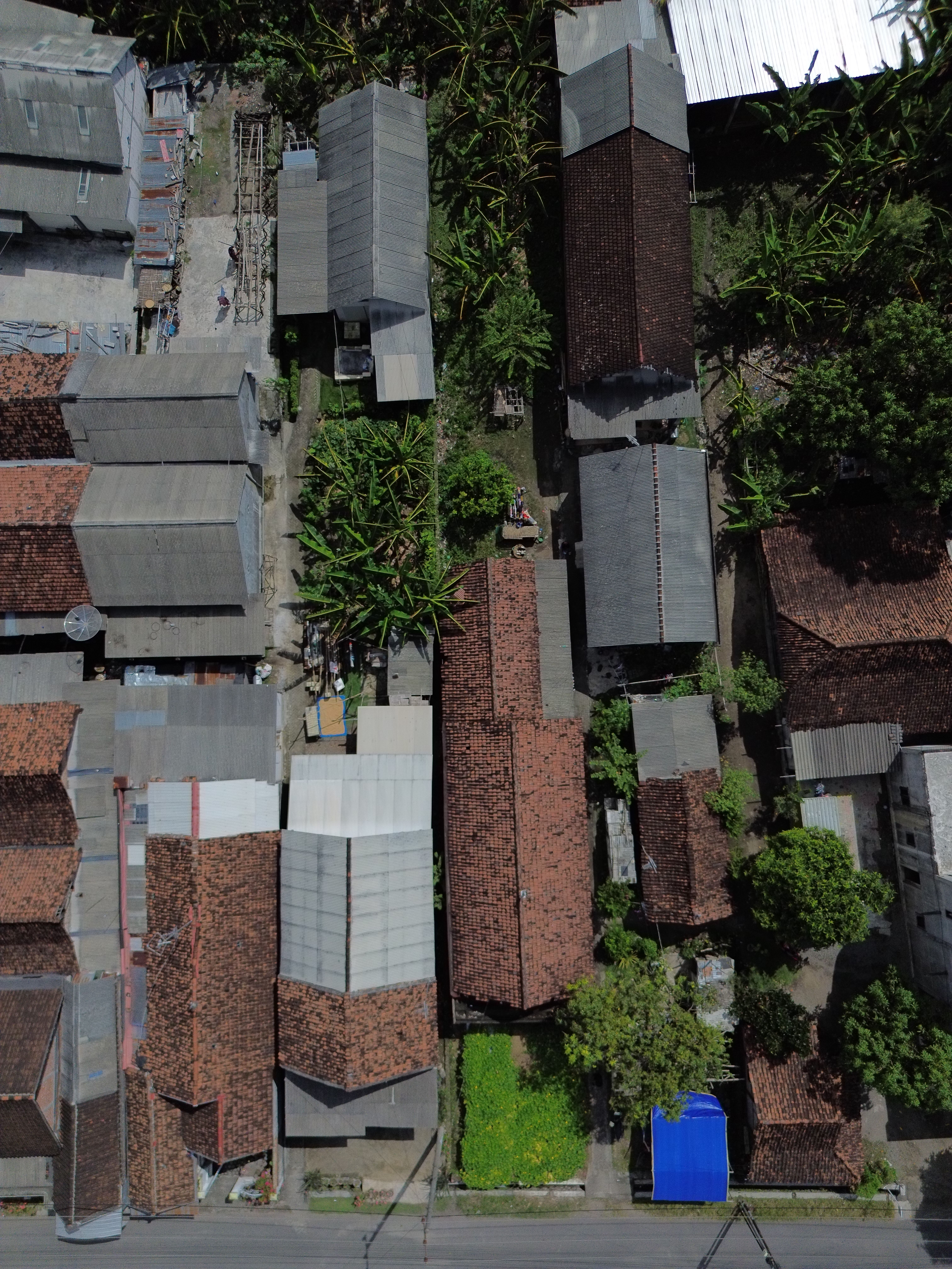 Aerial View of Traditional Javanese Village Homes