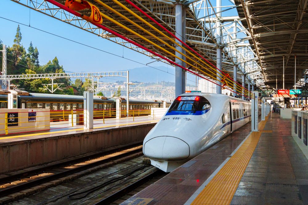 Chinese high-speed train at a station platform