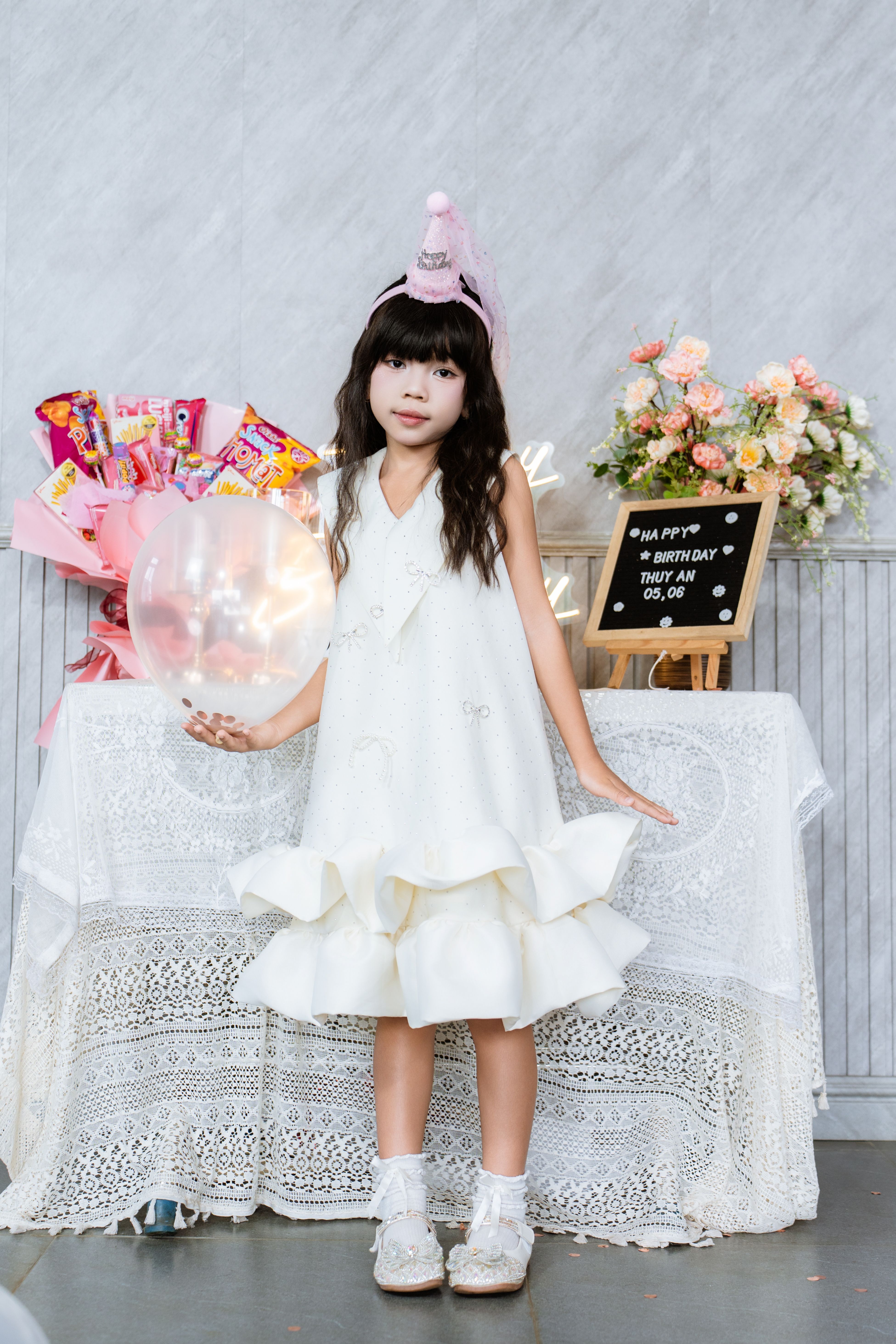 Young Celebrating Her Birthday Balloon Party Decorations