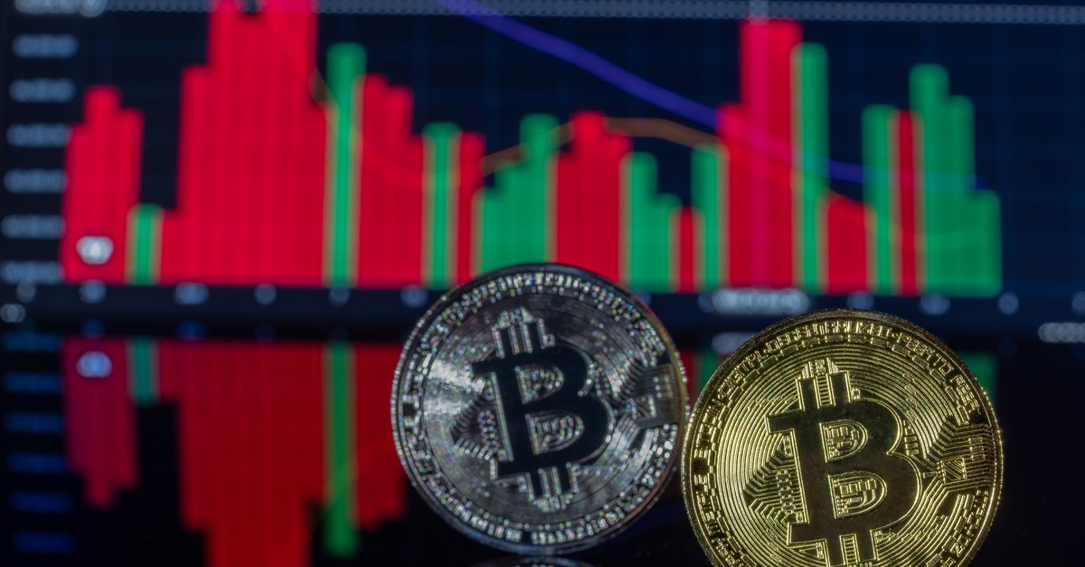 Abstract editorial data-visualization illustration in balanced, blue-toned tones representing BTC and the broader cryptocurrency market — crypto scenario analysis.
