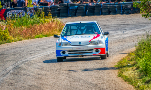 Free Exciting scene from a car racing event on a winding road in Ritsona, Greece. Stock Photo