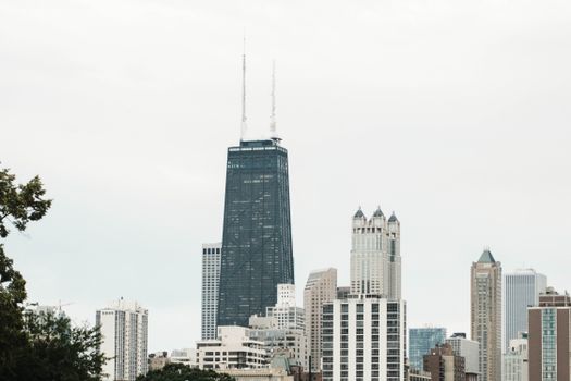 Stunning view of the Chicago skyline with the iconic John Hancock Center on a clear day.