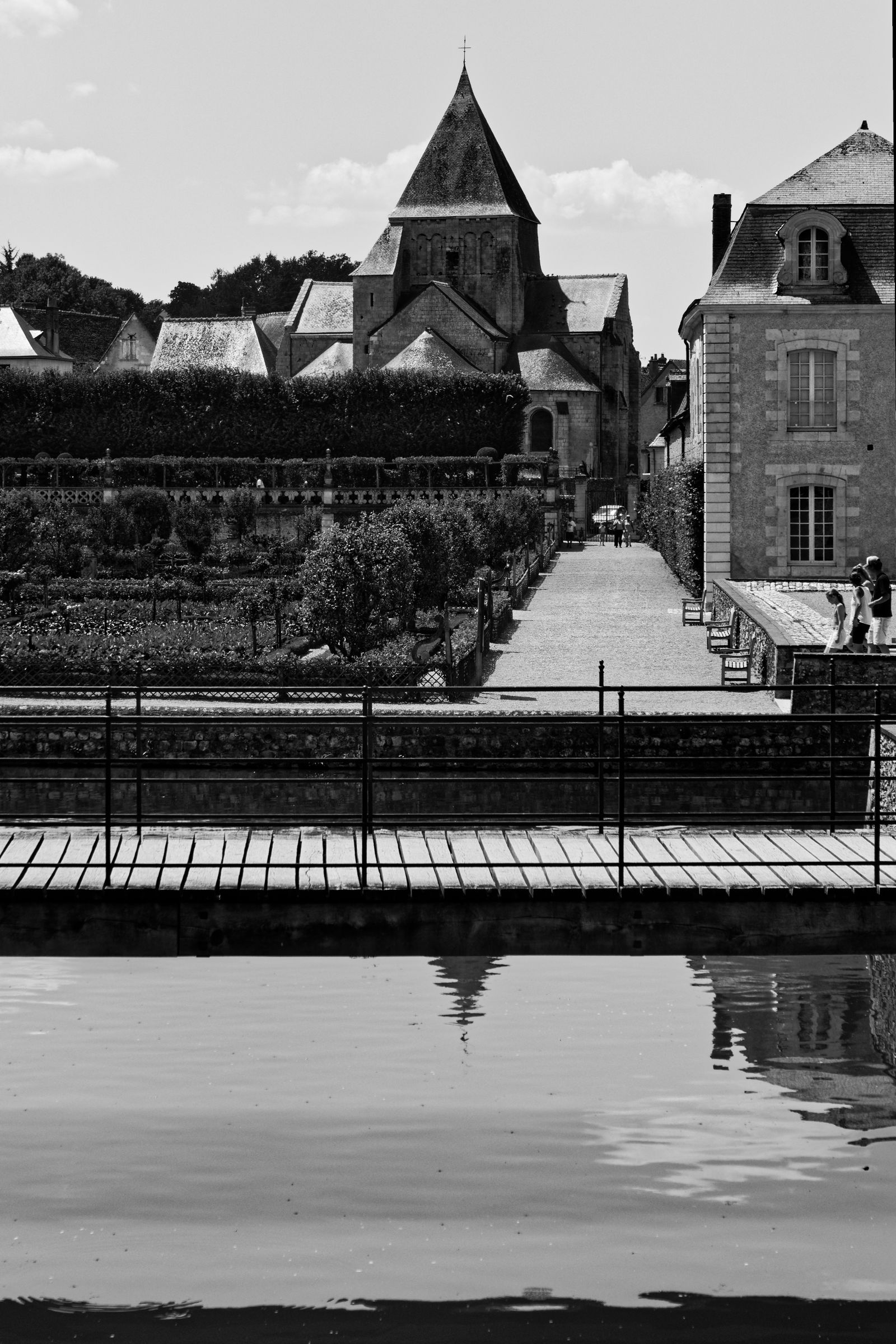 Le charme historique des jardins de Villandry en noir et blanc