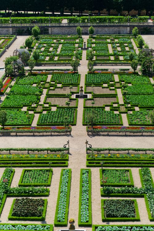 Free Explore the meticulous design of Château de Villandry's renowned kitchen garden in France. Stock Photo
