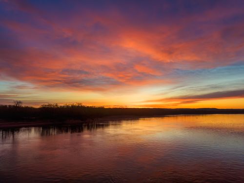 Free Breathtaking sunset view over the Mississippi River in Reads Landing, Minnesota, USA. Stock Photo
